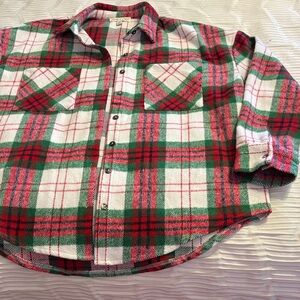 Ladies Red and Green Plaid Shacket just in time for Christmas